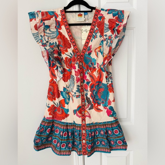 Farm Rio Ruffle-Sleeve Button Front Mini Dress - Picture 6 of 15